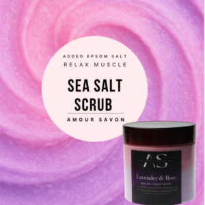 Lavender & Rose Sea Salt, Epsom Salt & Shea Butter Ice Cream Body Scrub